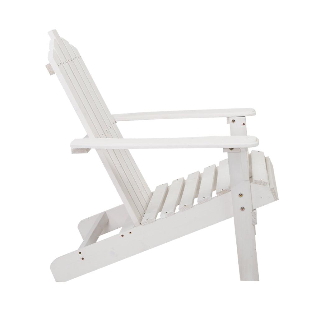Adirondack Patio Chair Whites Wooden with Table - House Things Furniture > Outdoor