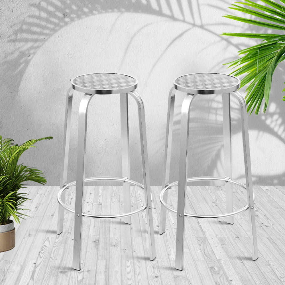Outdoor Bar Stools Aluminum x2 - House Things Furniture > Bar Stools & Chairs