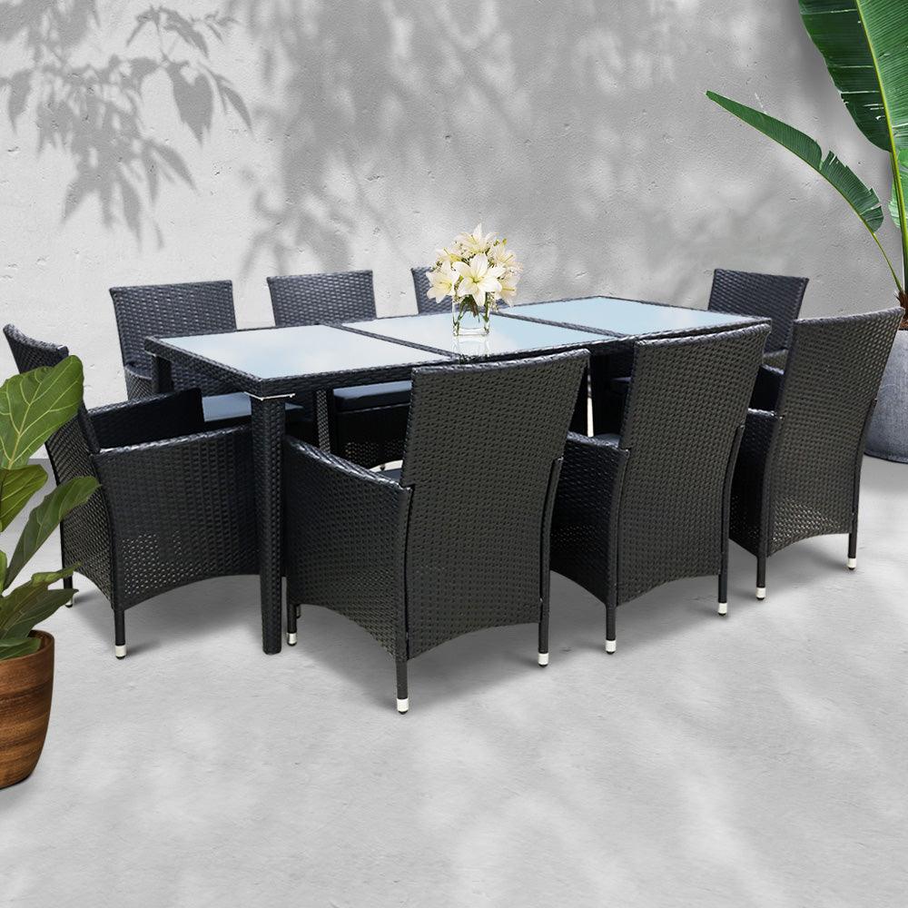9 Piece Outdoor Dining Set - Black - House Things Furniture > Outdoor