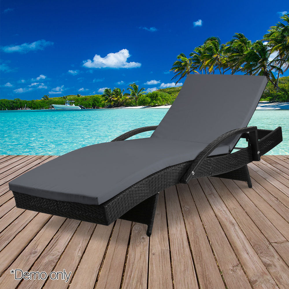 Gardeon Outdoor Sun Lounge - Black - House Things Furniture > Outdoor