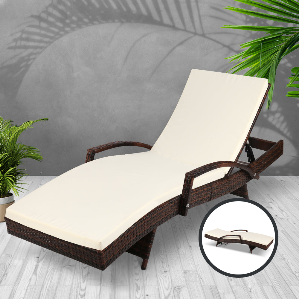 Outdoor Sun Lounge - Brown - House Things Furniture > Outdoor
