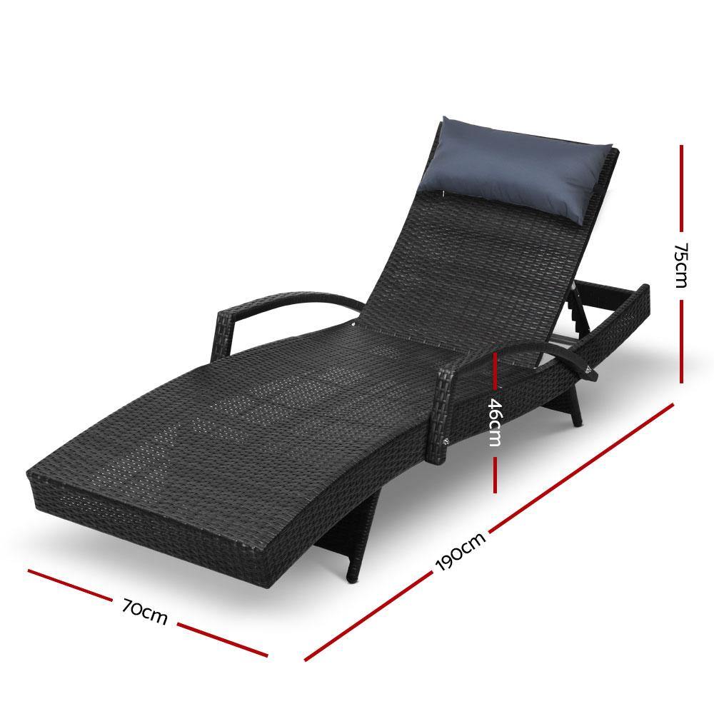 Set of 2 Outdoor Wicker Sun Lounges - House Things Furniture > Outdoor