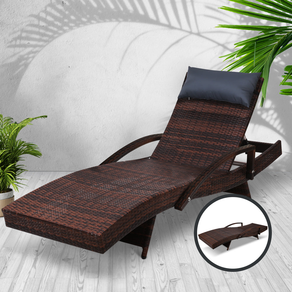 Outdoor Sun Lounge Furniture Day Bed Wicker Pillow Sofa Set - House Things Furniture > Outdoor