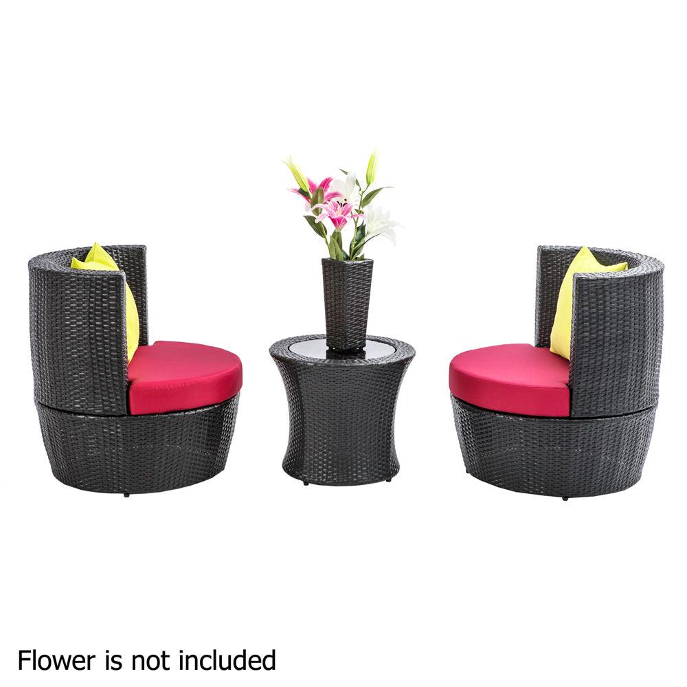 4 Piece PE Wicker Outdoor Set - Black - House Things Furniture > Outdoor