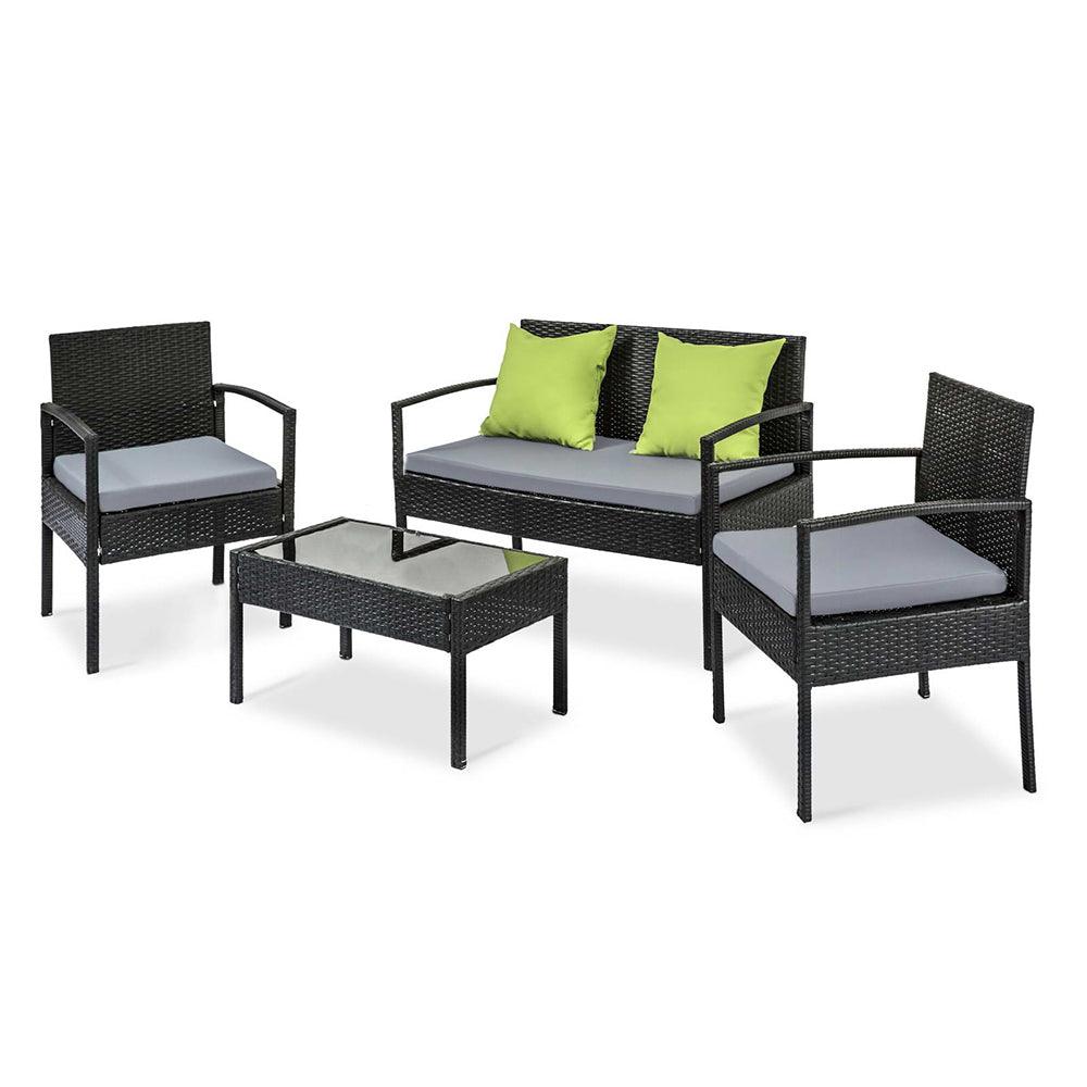 4 Seater Sofa Set Lounge Setting Wicker Chairs &Table - House Things Furniture > Outdoor