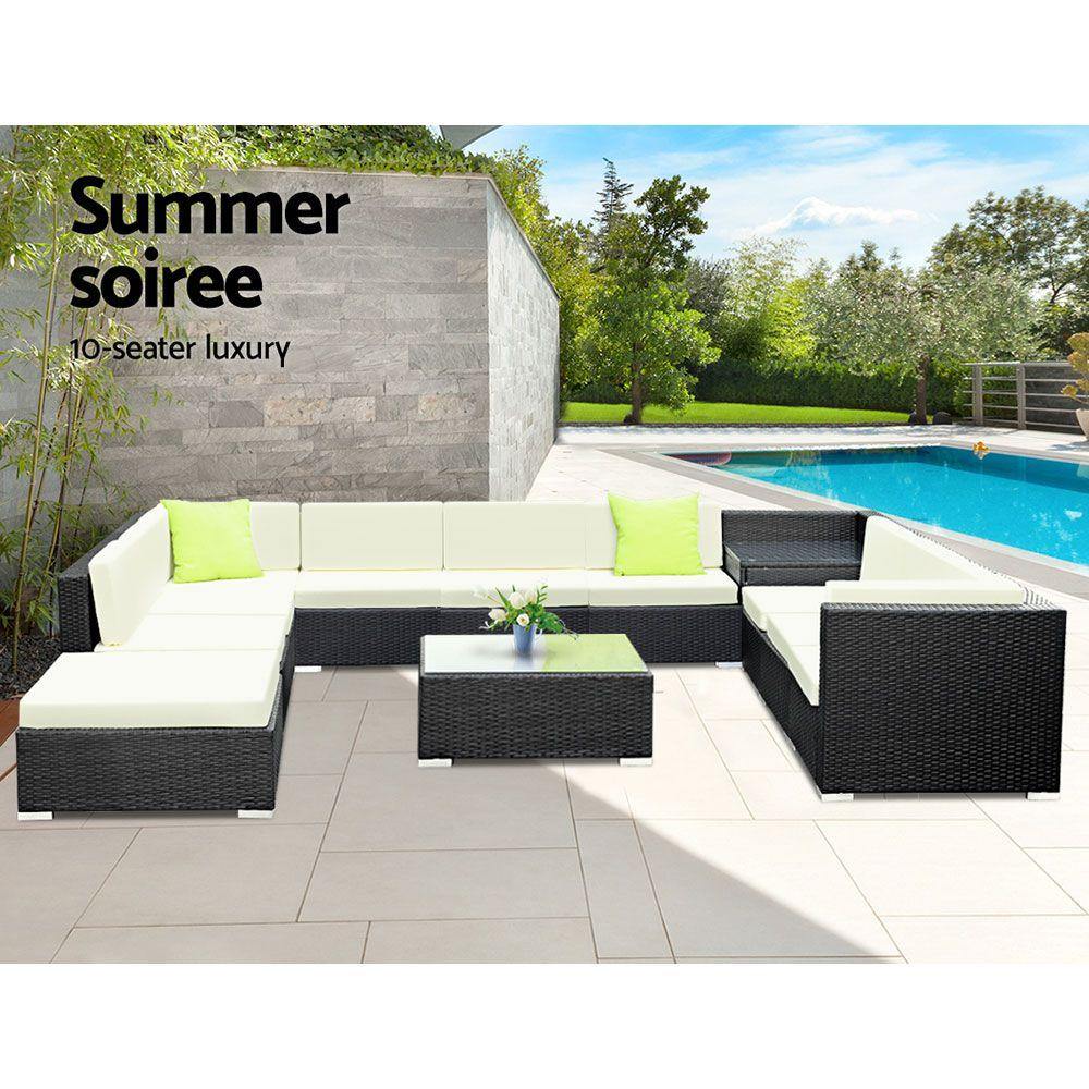 12PC Sofa Set with Storage Cover Outdoor Furniture Wicker - House Things Furniture > Outdoor