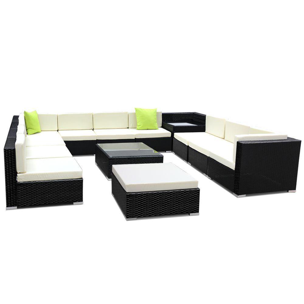 13PC Sofa Set with Storage Cover Outdoor Furniture Wicker - House Things Furniture > Outdoor