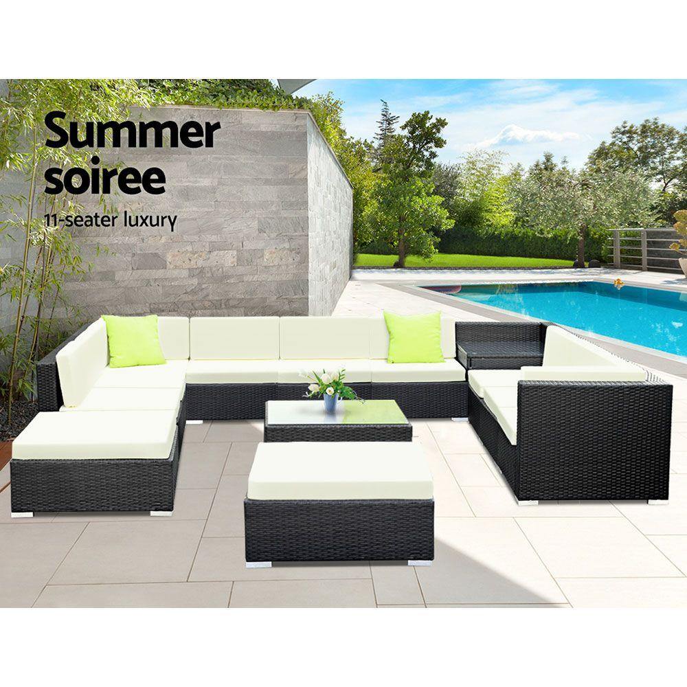 13PC Sofa Set with Storage Cover Outdoor Furniture Wicker - House Things Furniture > Outdoor