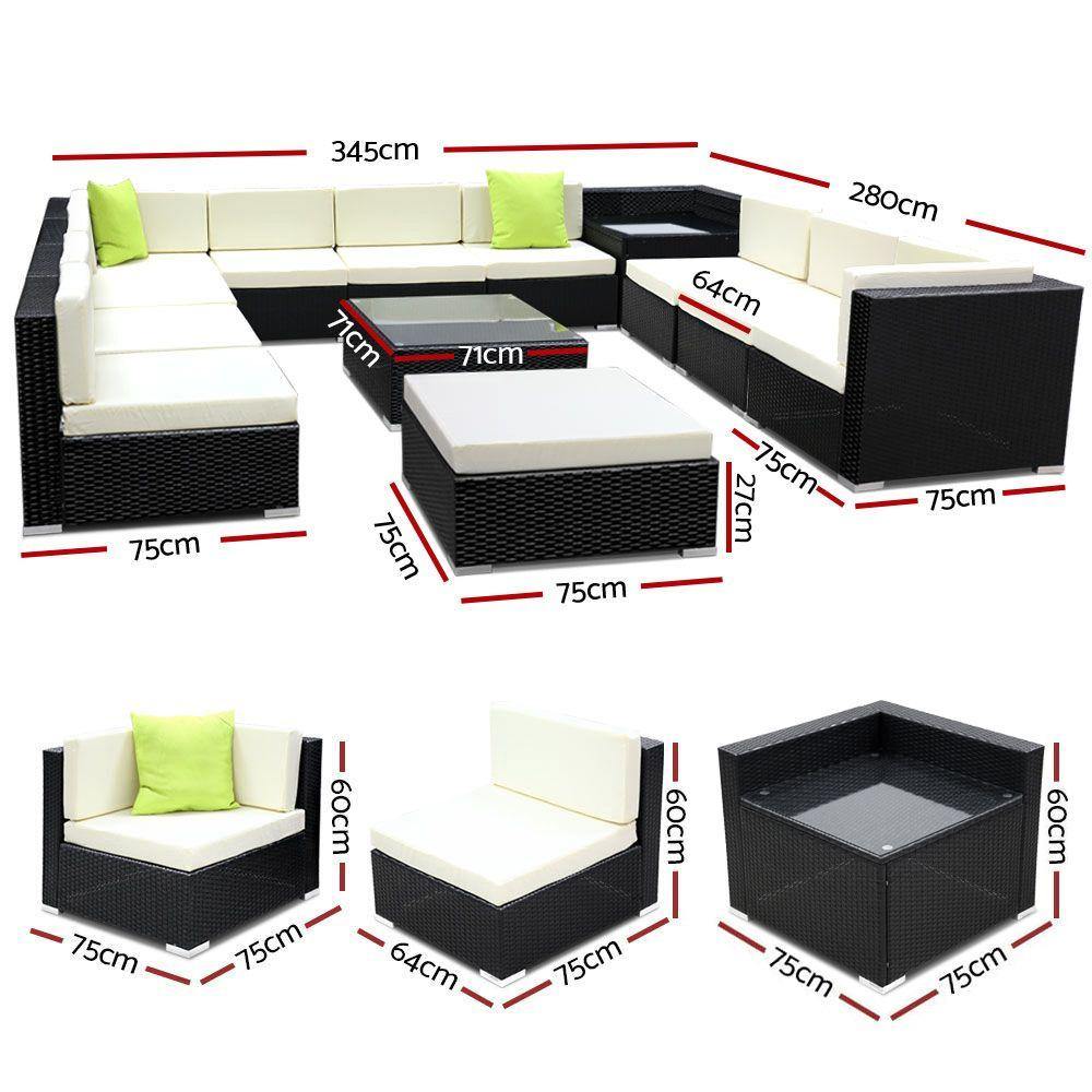 13PC Outdoor Furniture Sofa Set Wicker Garden Patio Lounge - House Things Furniture > Outdoor