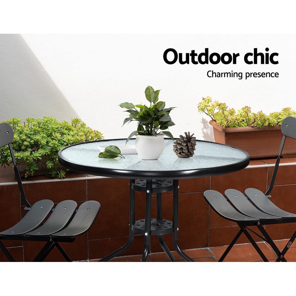 Round Steel Glass Table 70CM - House Things Furniture > Outdoor