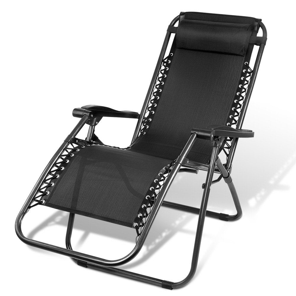 Gardeon Outdoor Portable Recliner - Black - House Things Furniture > Outdoor