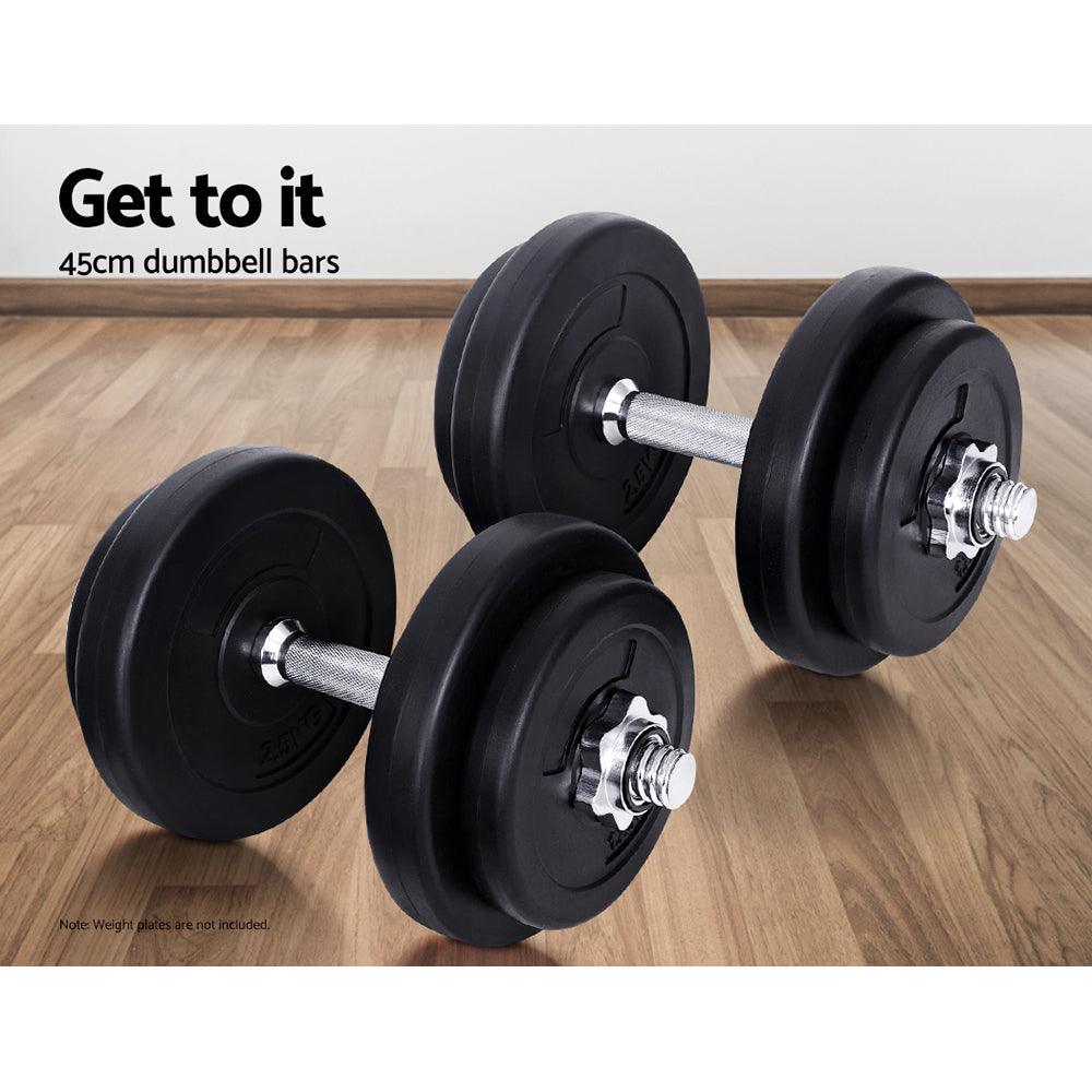 45cm Dumbbell Bar Solid Steel Pair Gym Home Exercise Fitness 150KG Capacity - House Things Sports & Fitness > Fitness Accessories
