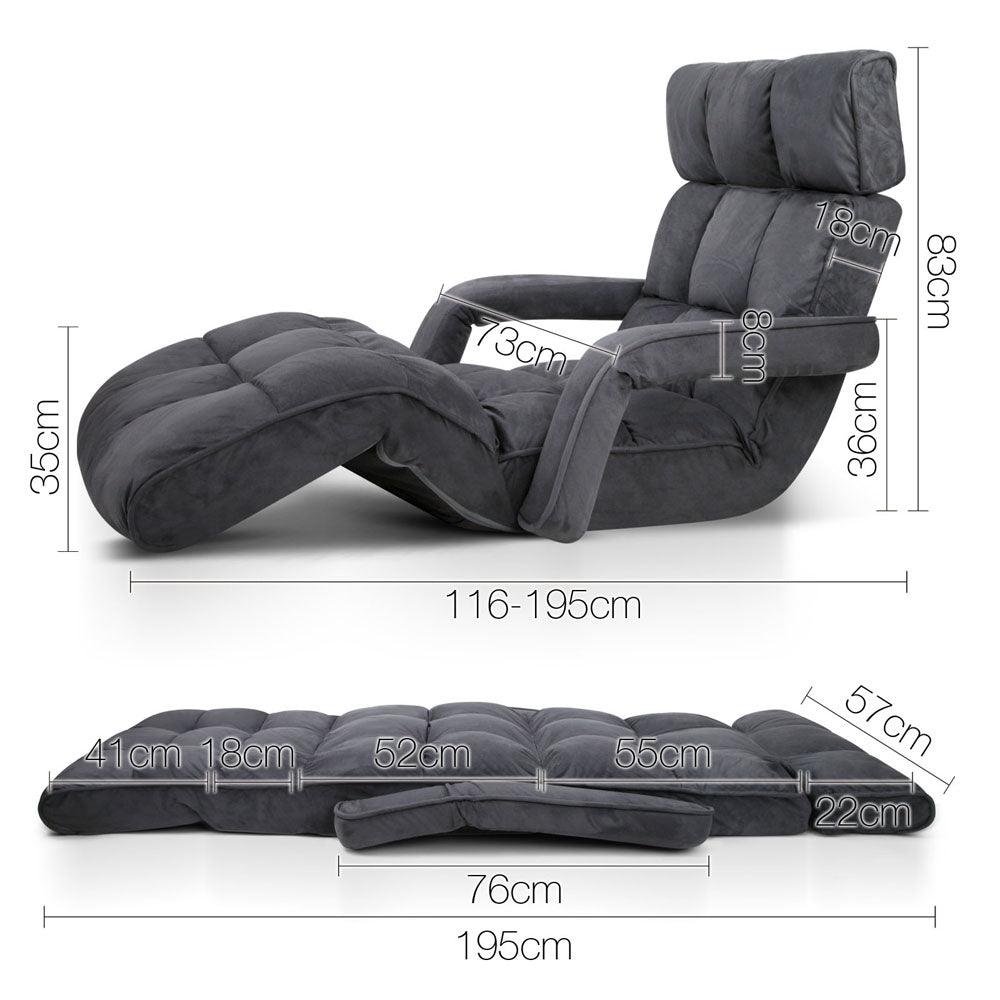 Adjustable Lounger with Arms - Charcoal - House Things Furniture > Living Room