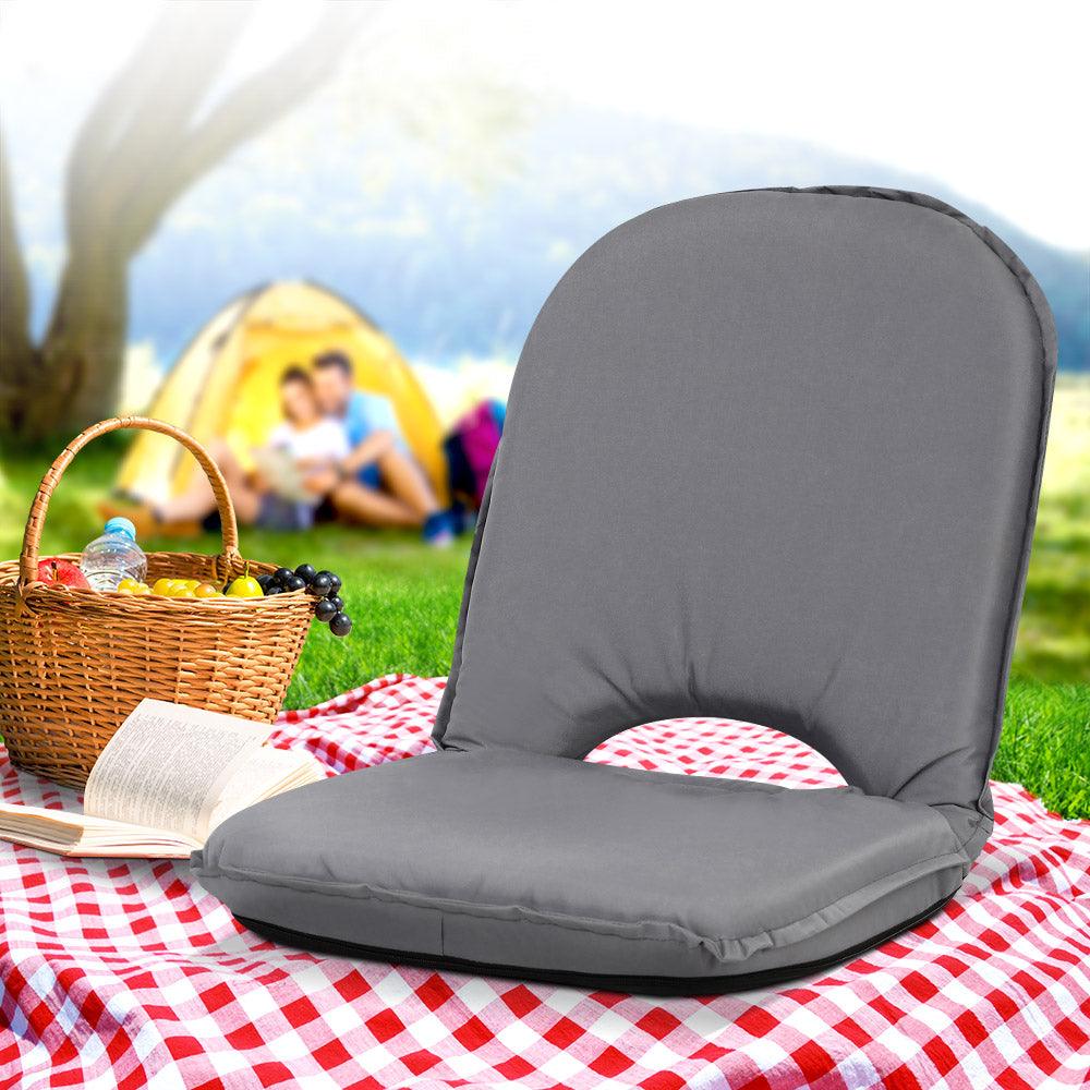 Camping Portable Recliner Beach Chair Folding Grey - House Things Outdoor > Camping