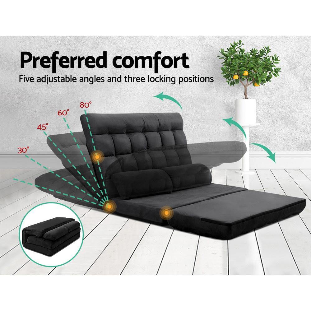 Floor Lounge Sofa Folding Charcoal - House Things Furniture > Living Room