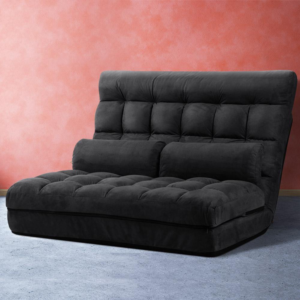 Floor Lounge Sofa Folding Charcoal - House Things Furniture > Living Room