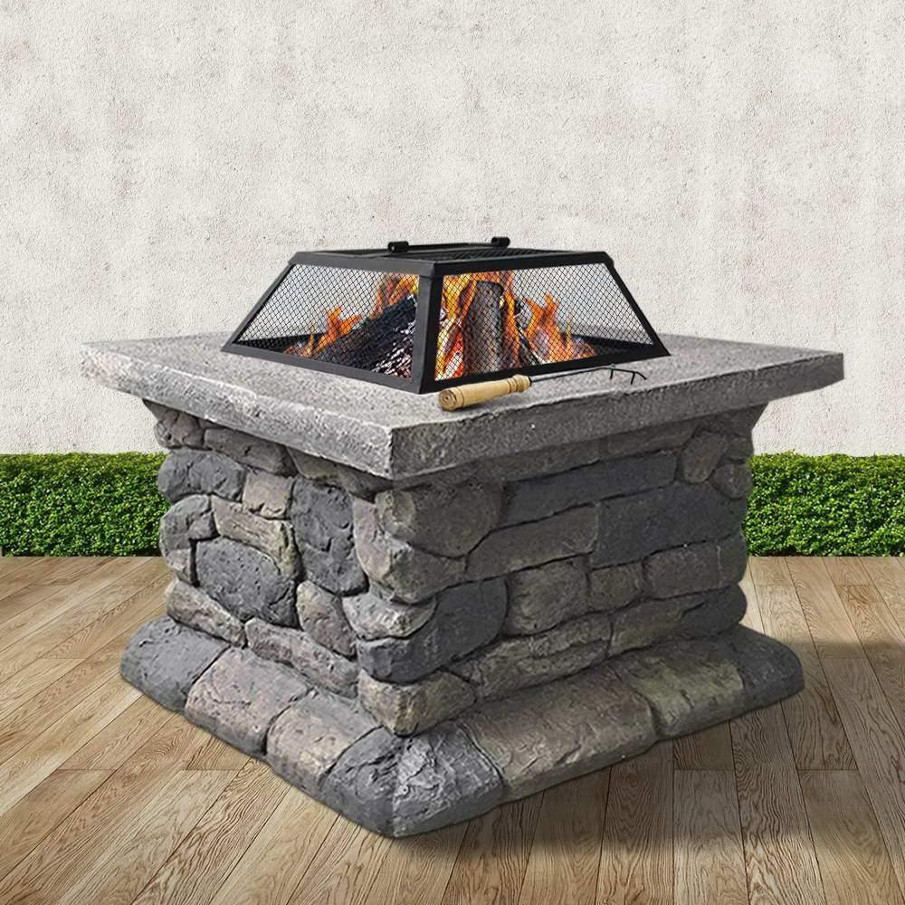 Outdoor Square Faux Stone Fire Pit - House Things Home & Garden > Firepits