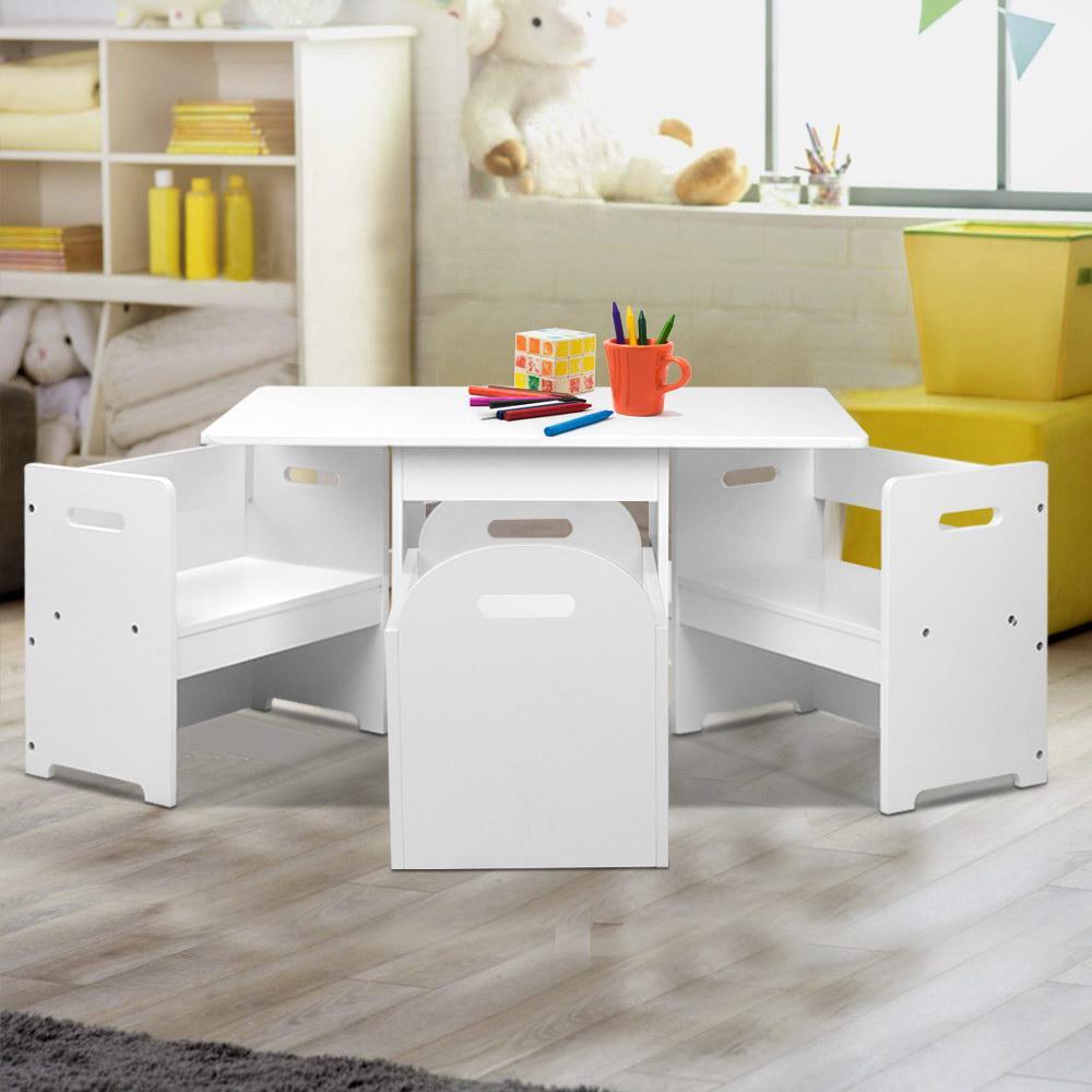 Artiss Kids Table and Chair Set - White - House Things 