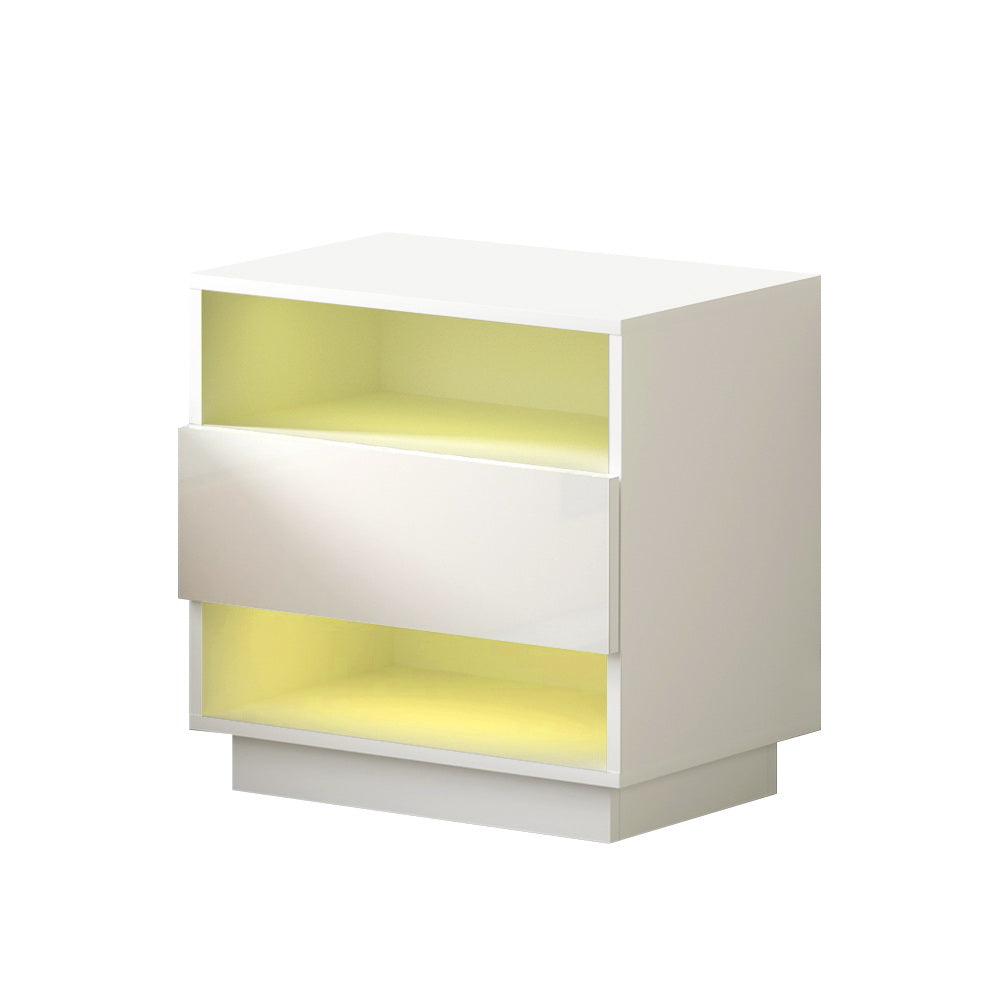 LED Bedside Tables High Gloss White - House Things Furniture > Bedroom