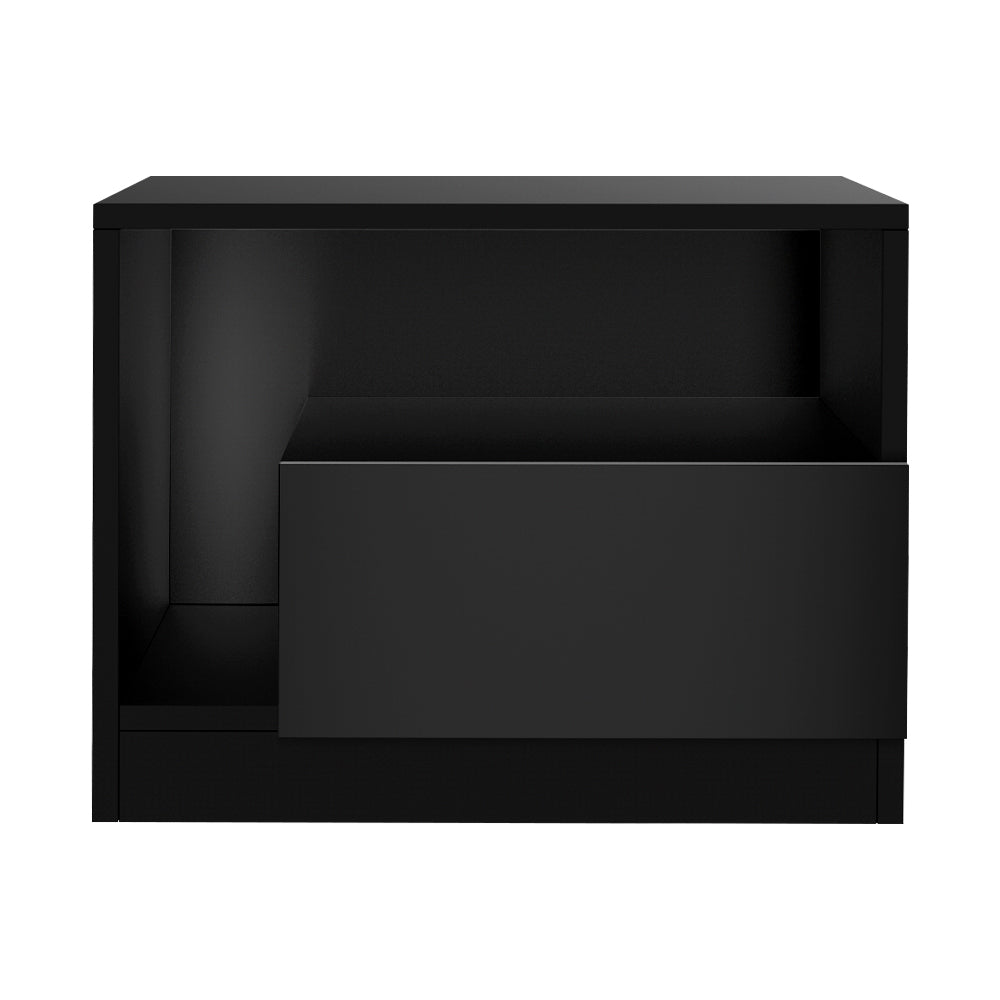LED Bedside Tables Side Table Drawers High Gloss Nightstand Black - House Things Furniture > Bedroom