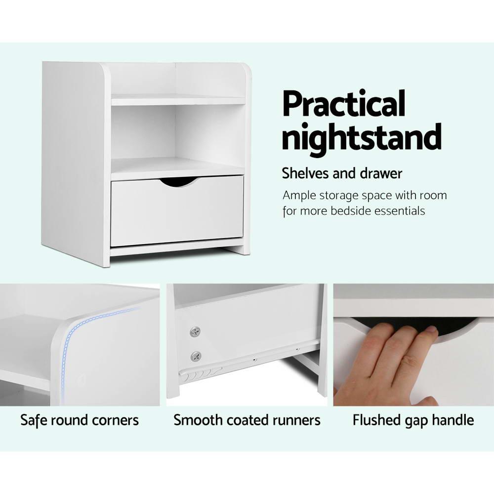 Bedside Table Drawer - White - House Things Furniture > Bedroom
