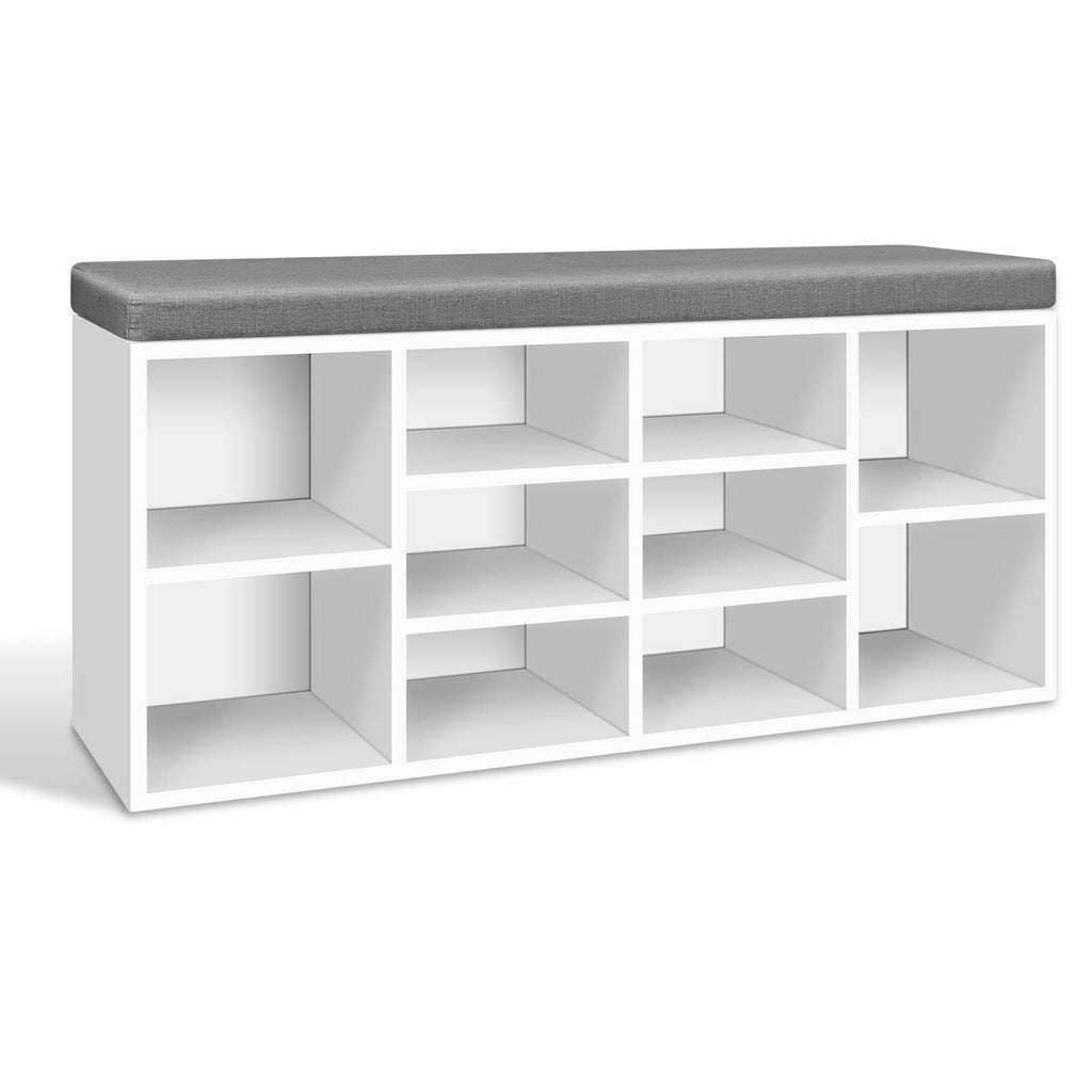Fabric Shoe Bench with Storage Cubes - White - House Things Furniture > Living Room