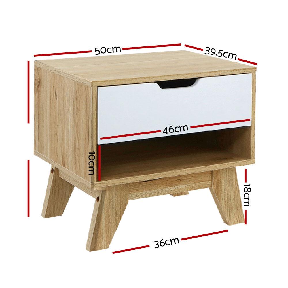 Bedside Table Drawer Nightstand Shelf Cabinet Storage Lamp Side Wooden - House Things Furniture > Bedroom