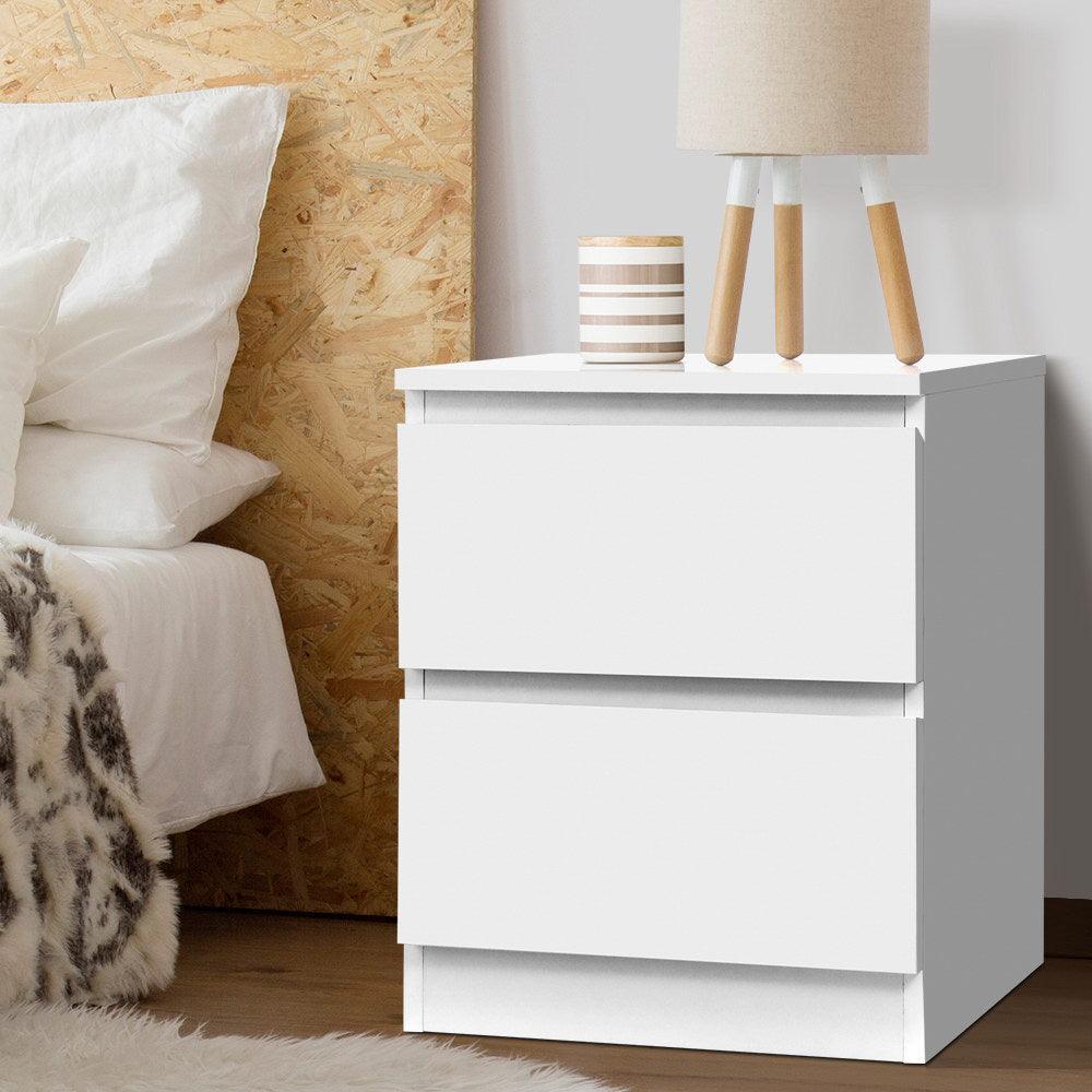 Bedside Table Cabinet Lamp Side Tables Drawers Nightstand Unit White - House Things Furniture > Bedroom