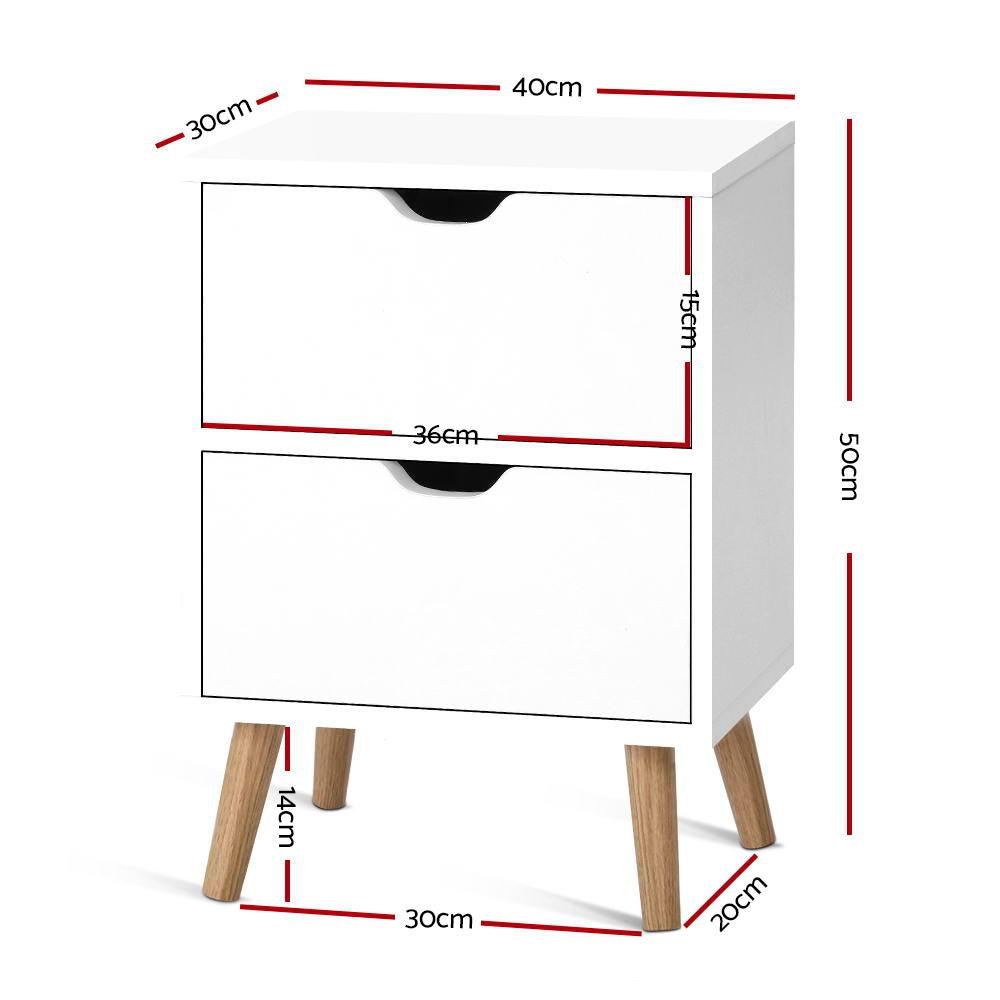 Bedside Table White Storage Cabinet with drawers - House Things Furniture > Bedroom