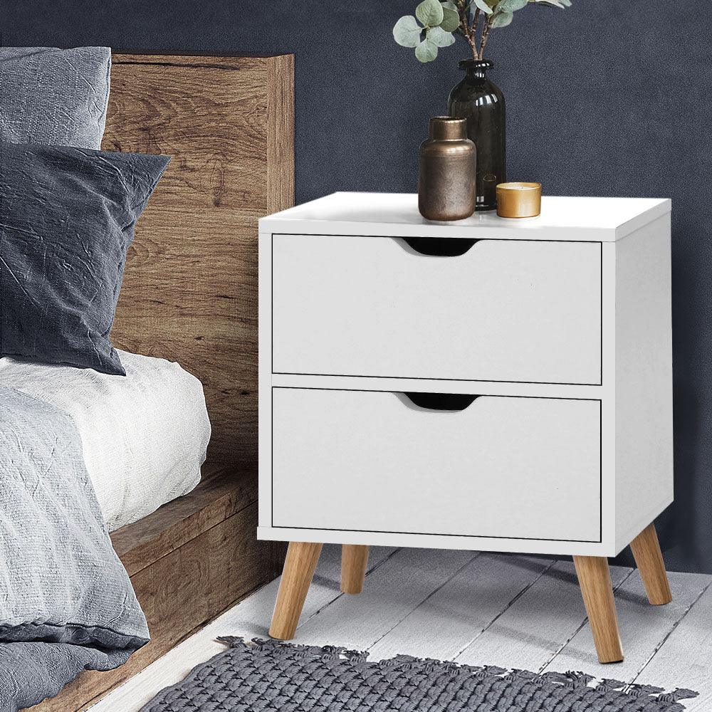 Bedside Table White Storage Cabinet with drawers - House Things Furniture > Bedroom
