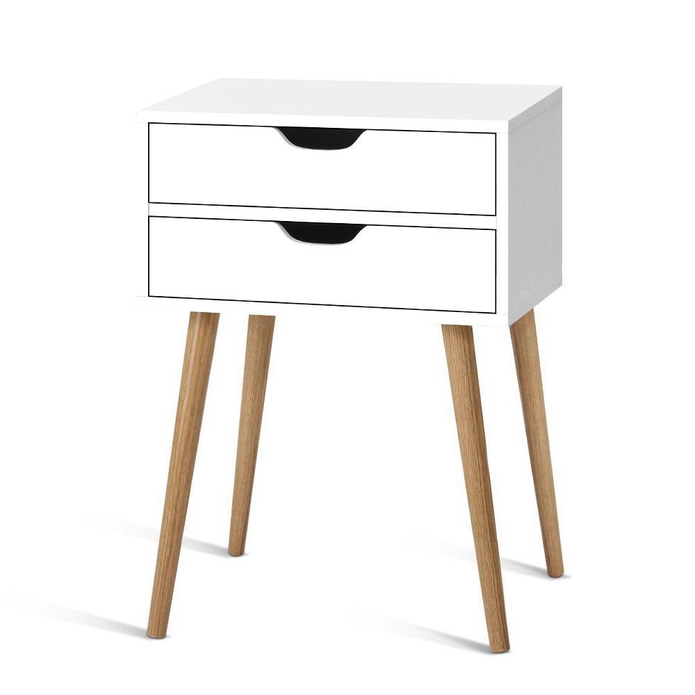 Bedside Tables Drawers Side Table Nightstand Wood Storage Cabinet White - House Things 