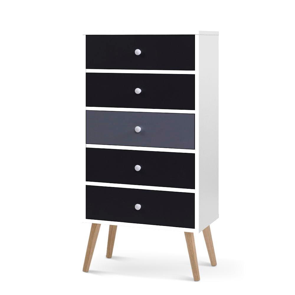 5 Chest of Drawers Dresser Table Tallboy Storage Cabinet Furniture Black - House Things 