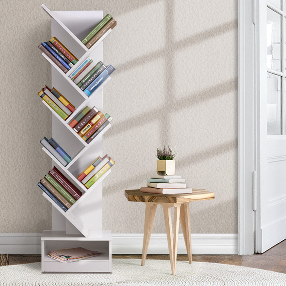 Display Shelf 9-Shelf Tree Bookshelf White - House Things Furniture > Office