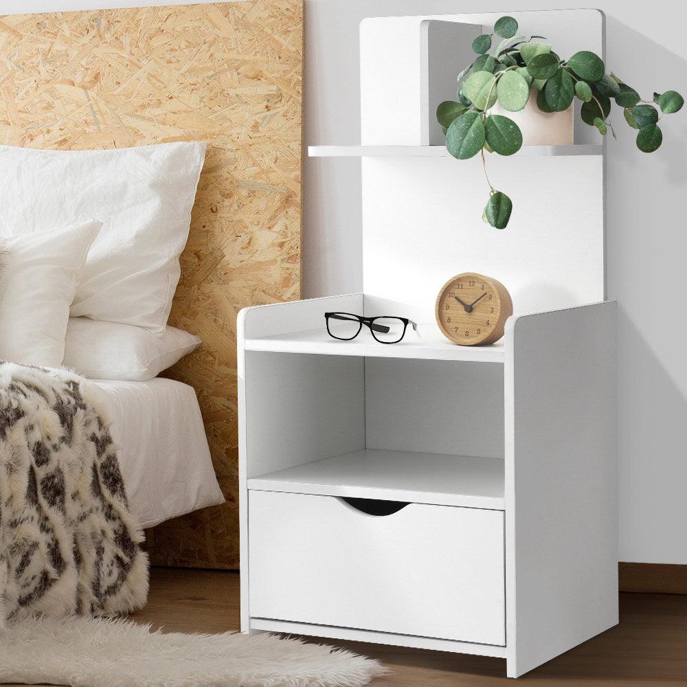 Bedside Table Cabinet Shelf Display Drawer Side Nightstand Unit Storage - House Things Furniture > Bedroom