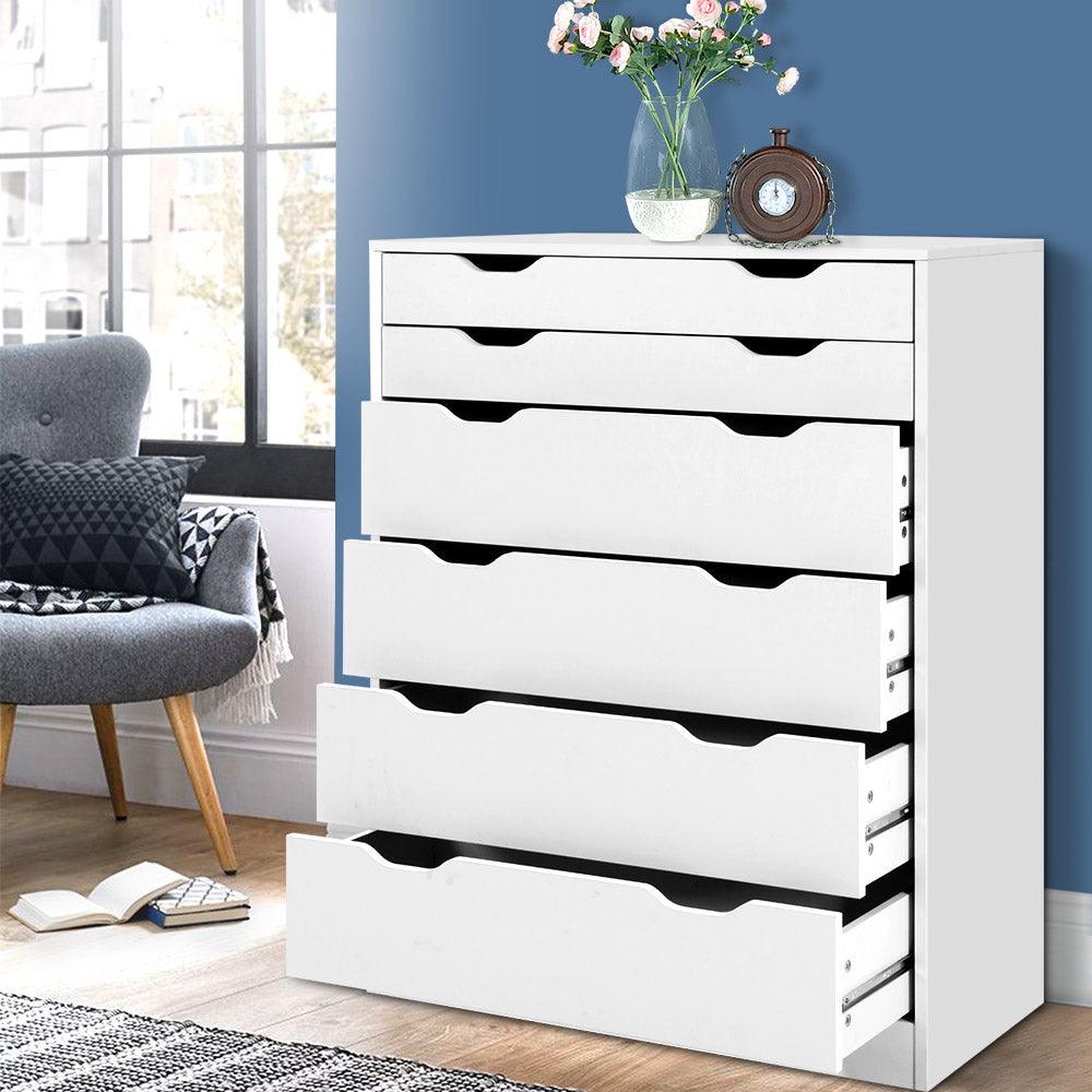 6 Chest of Drawers Tallboy Cabinet Storage Dresser Table Bedroom Storage - House Things Furniture > Bedroom