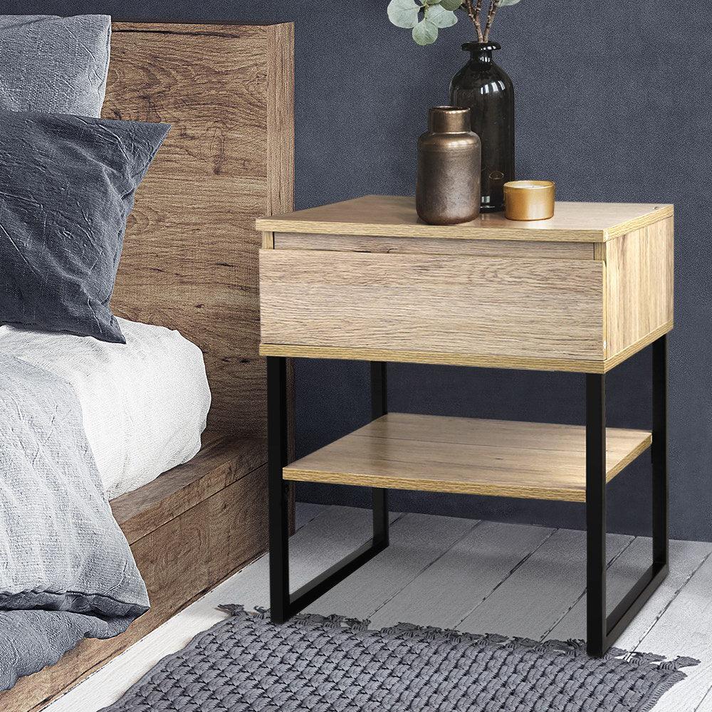 Chest Style Metal Bedside Table - House Things Furniture > Bedroom