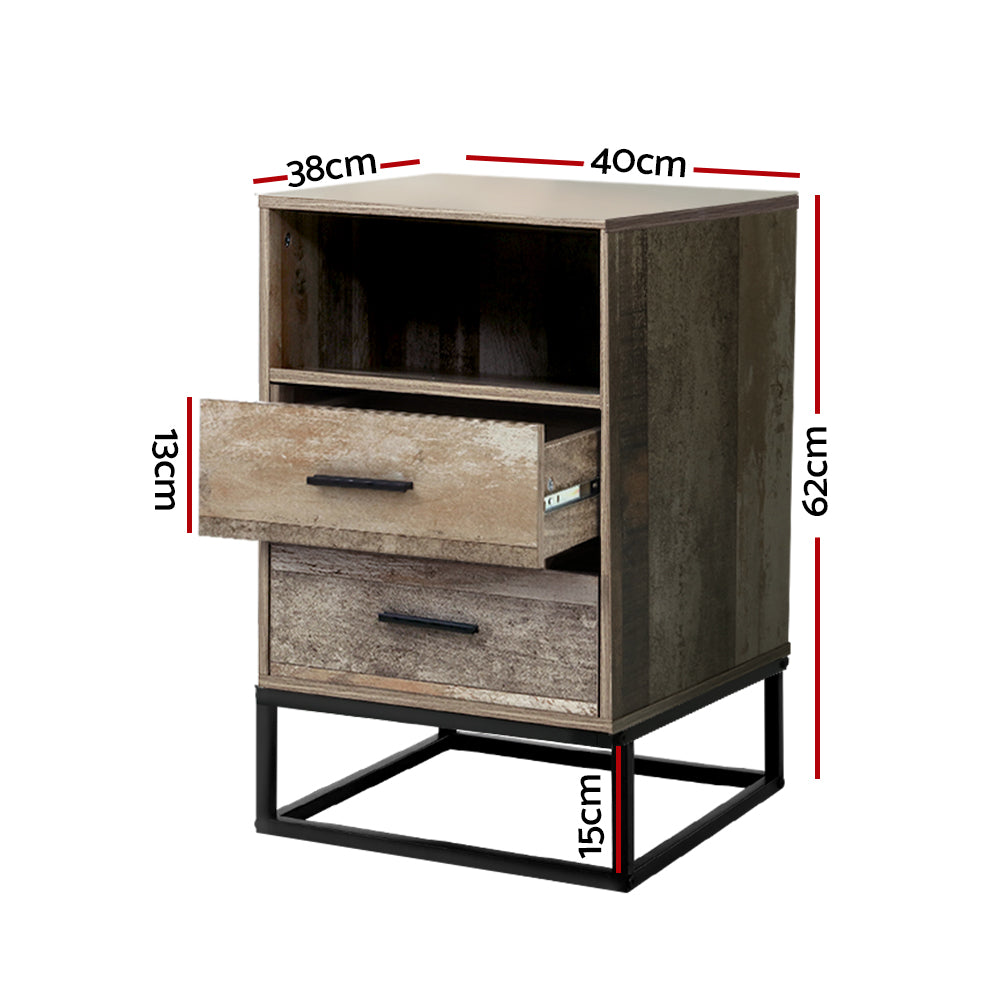 Artiss Bedside Tables Drawers Side Table Nightstand Storage Cabinet Unit Wood - House Things Furniture > Bedroom
