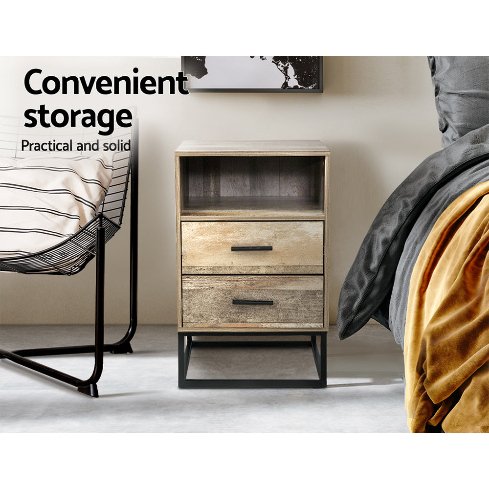 Artiss Bedside Tables Drawers Side Table Nightstand Storage Cabinet Unit Wood - House Things Furniture > Bedroom