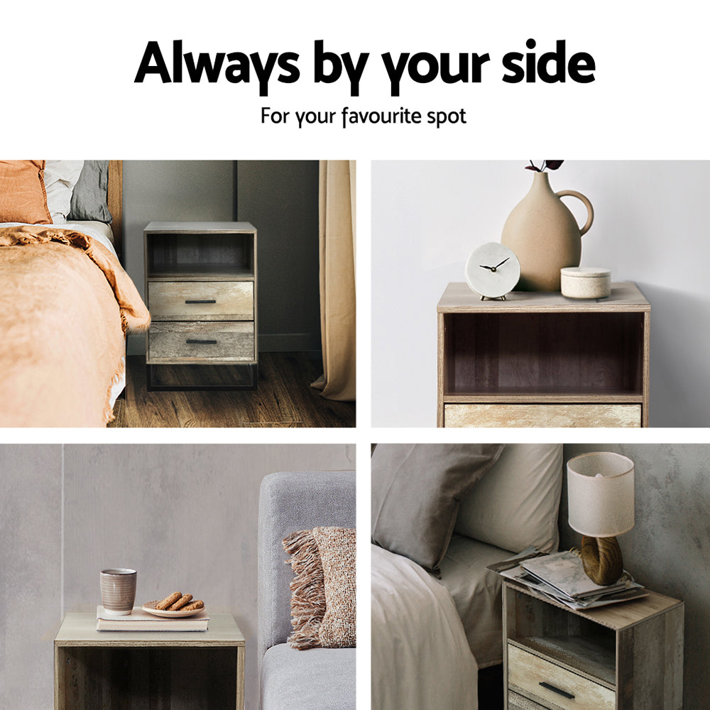 Artiss Bedside Tables Drawers Side Table Nightstand Storage Cabinet Unit Wood - House Things Furniture > Bedroom