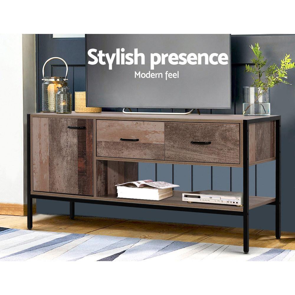 TV Stand Entertainment Unit Rustic Wooden 120cm - House Things Furniture > Bedroom