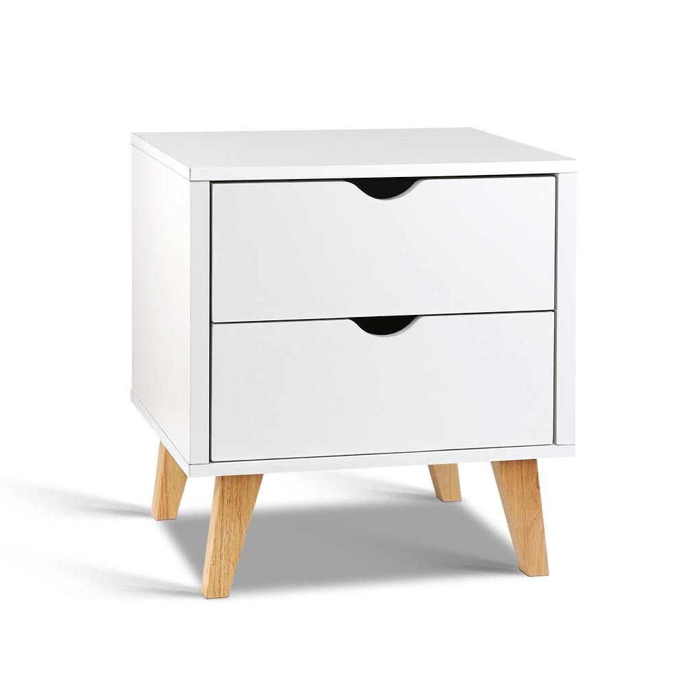 2 Drawer Wooden Bedside Tables - White - House Things Furniture > Bedroom