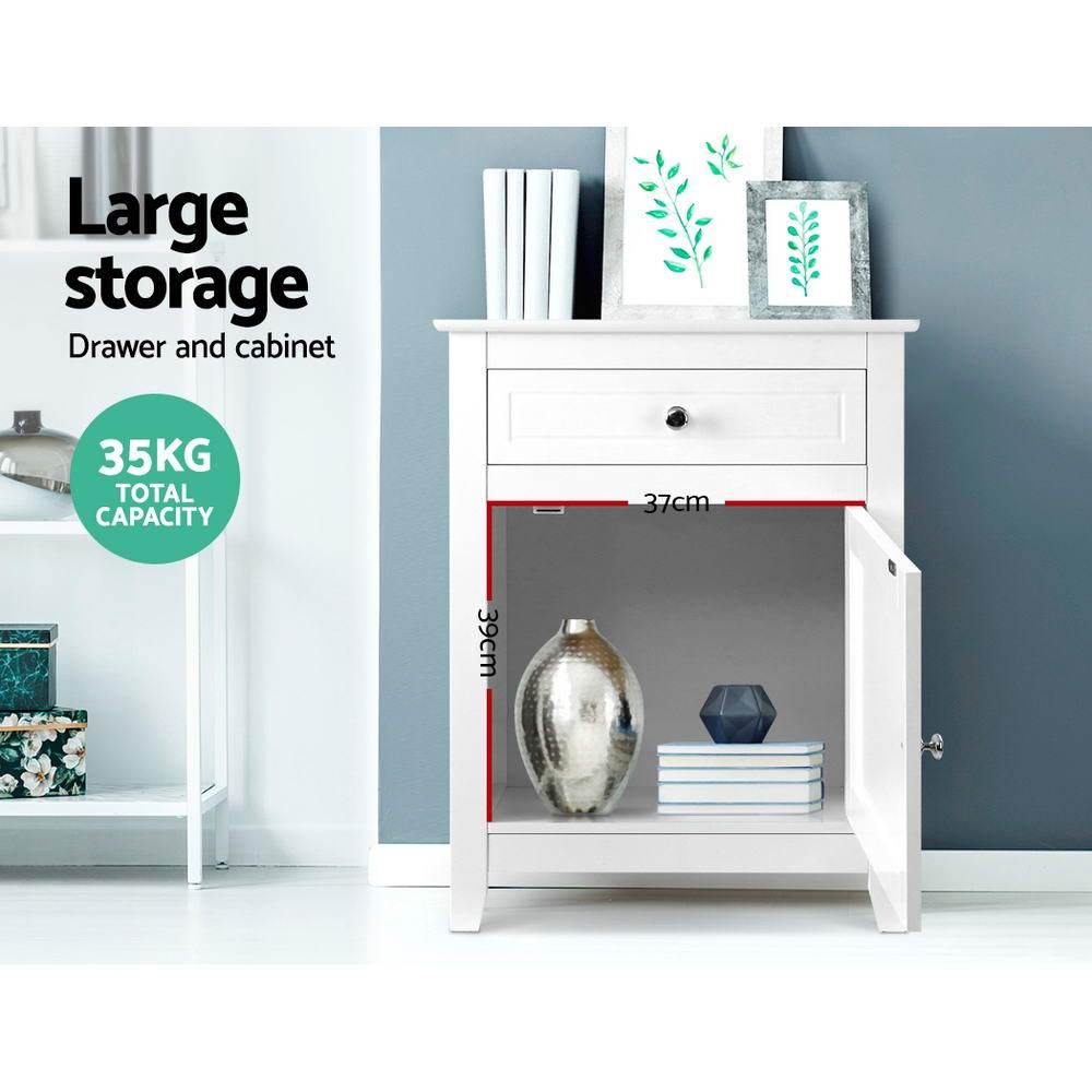 Andrea Bedside Table Big Storage Drawers White - House Things Furniture > Bedroom