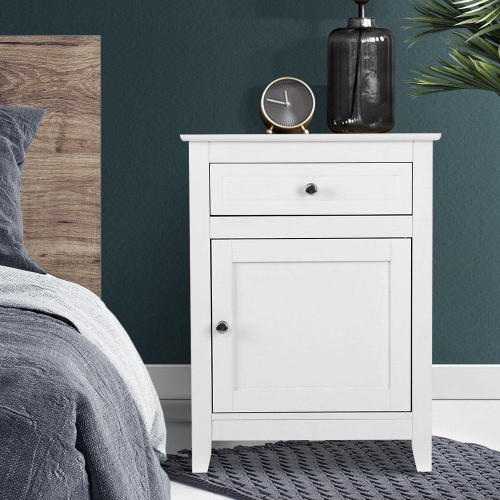 Andrea Bedside Table Big Storage Drawers White - House Things Furniture > Bedroom