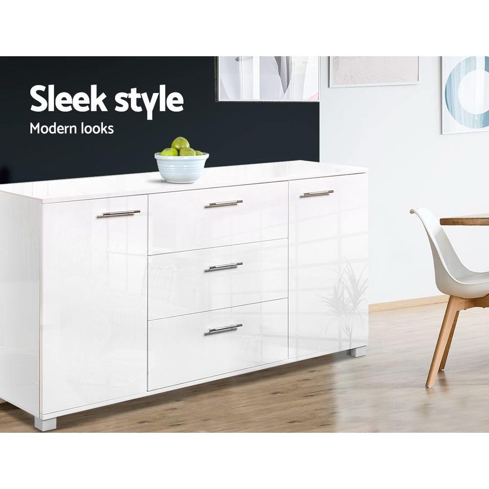 Sideboard Storage Cabinet Cupboard - High Gloss White - House Things Furniture > Living Room
