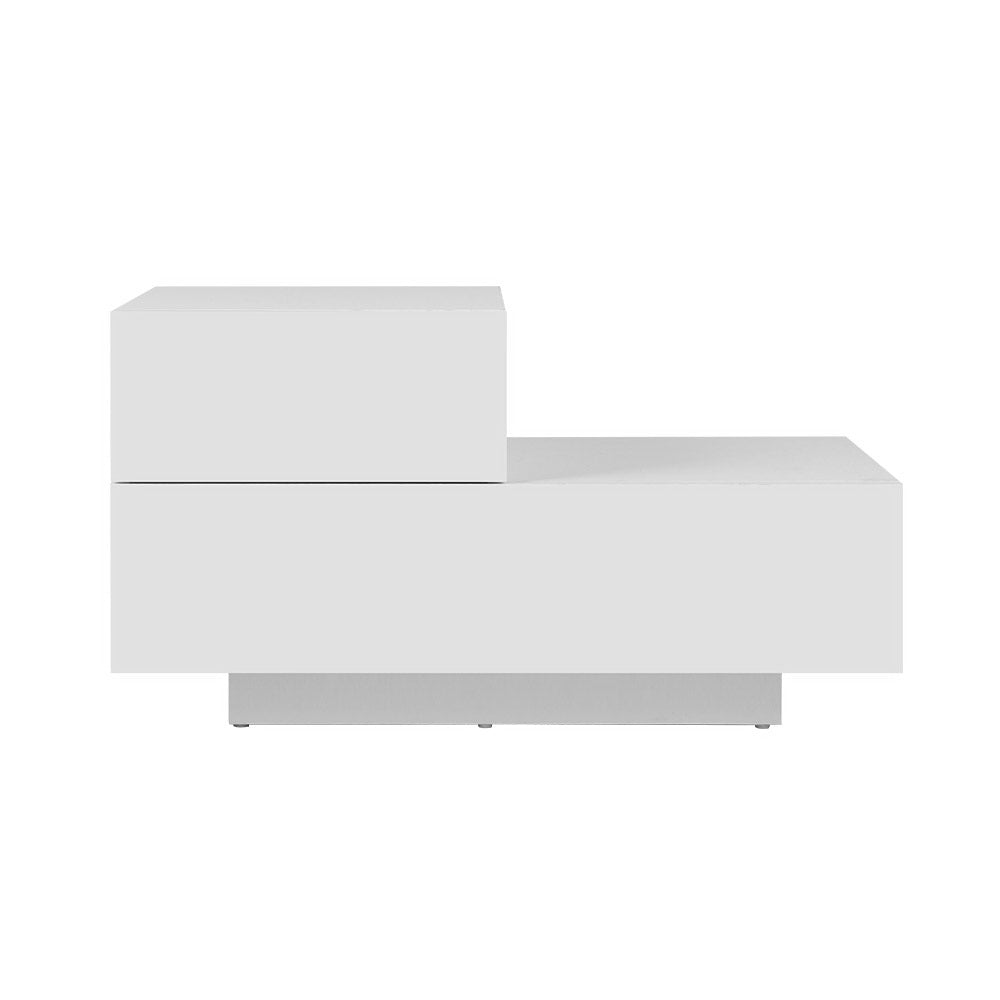 LED Bedside Tables 2 Drawers Side TableHigh Gloss White - House Things Furniture > Bedroom