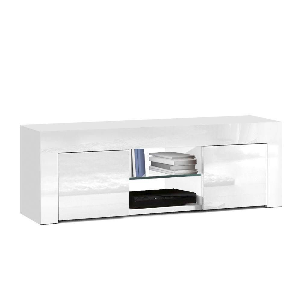 TV Stand Entertainment Unit High Gloss White 130cm - House Things Furniture > Living Room