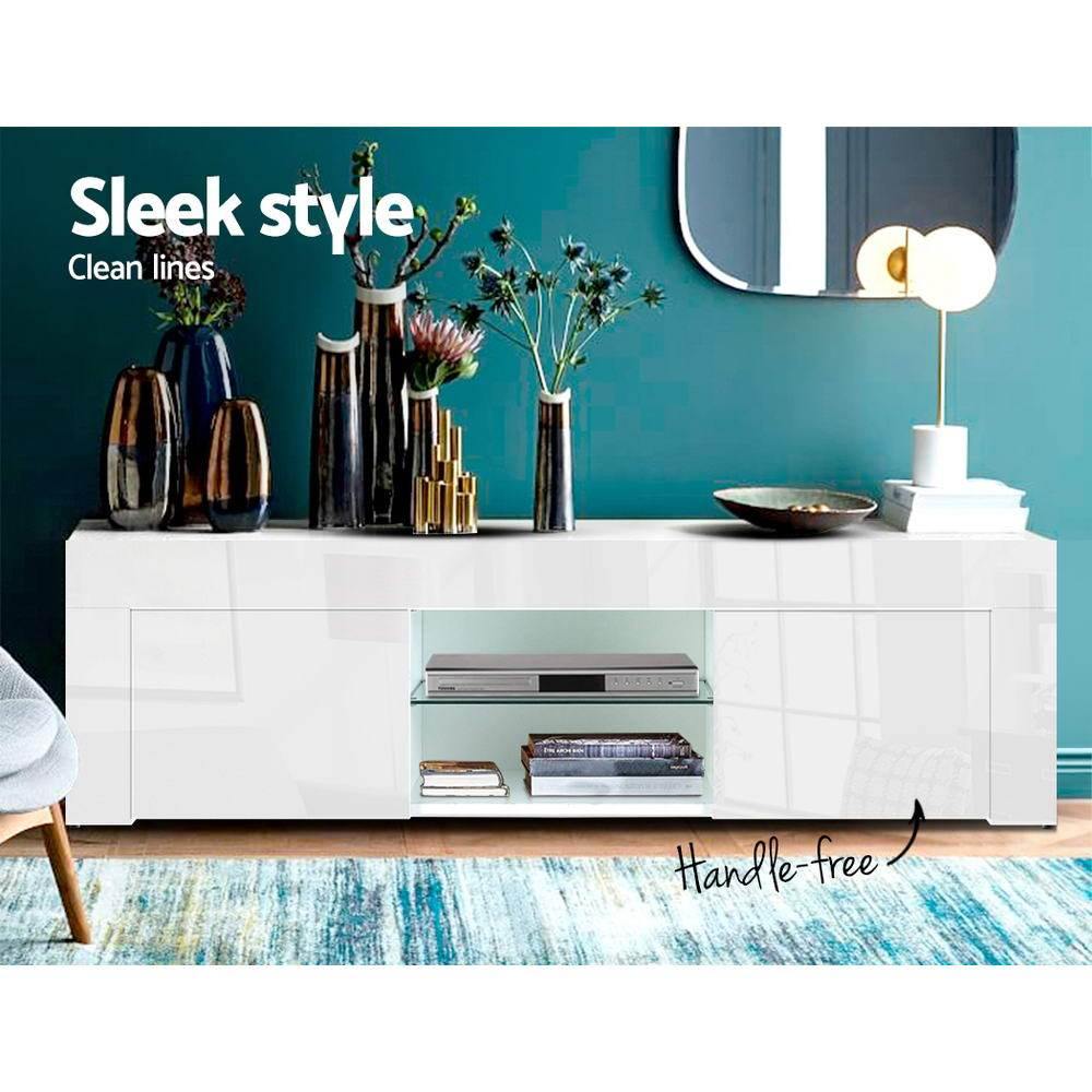 TV Stand Entertainment Unit High Gloss White 130cm - House Things Furniture > Living Room