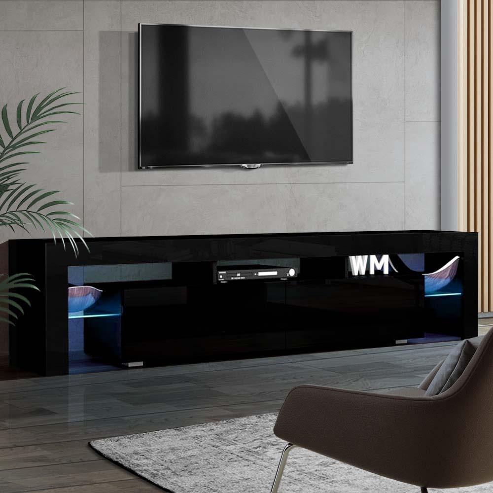 LED TV Stand Cabinet Entertainment Unit Black - House Things Furniture > Living Room