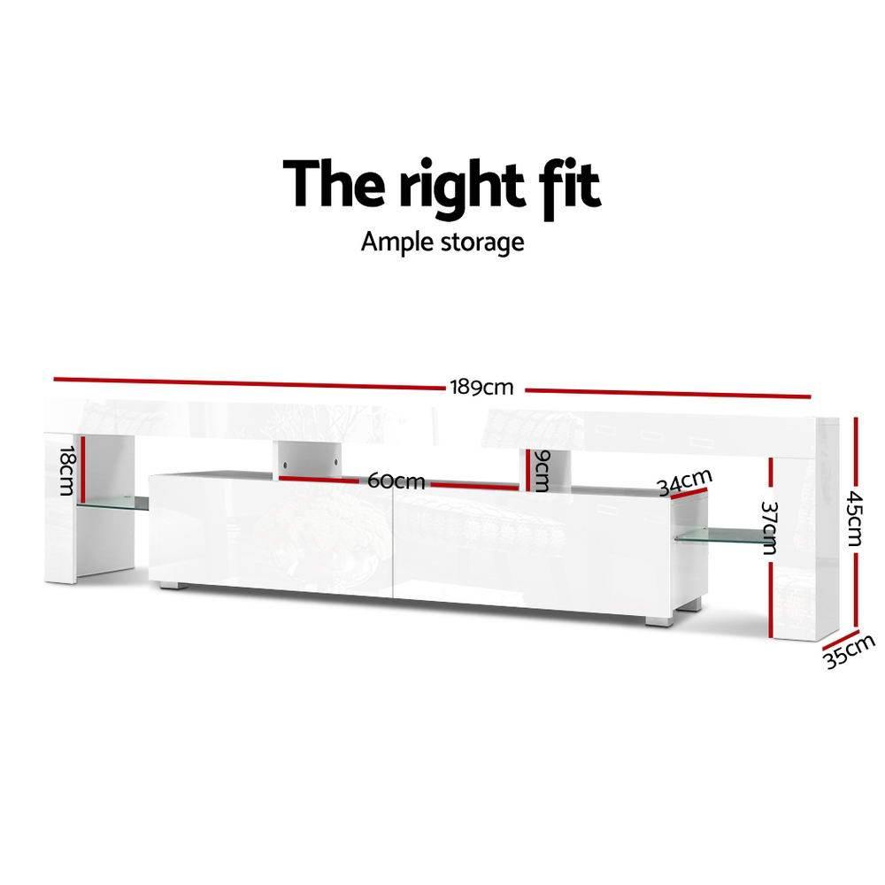 LED TV Stand Cabinet Entertainment White - House Things Furniture > Living Room