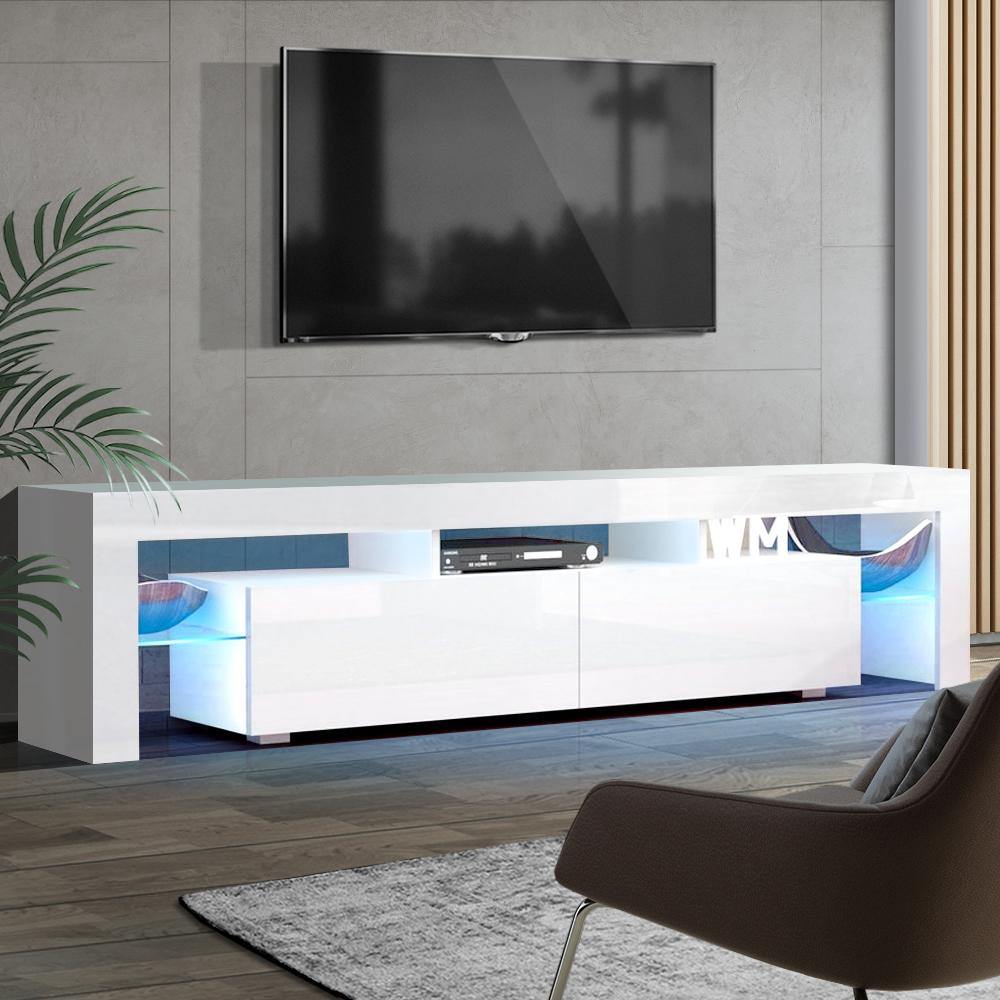 LED TV Stand Cabinet Entertainment White - House Things Furniture > Living Room